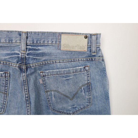 Vintage Y2K Levis Silvertab Mens 36x30 Faded Baggy Fit Wide Leg Denim Jeans Blue - Picture 14 of 15